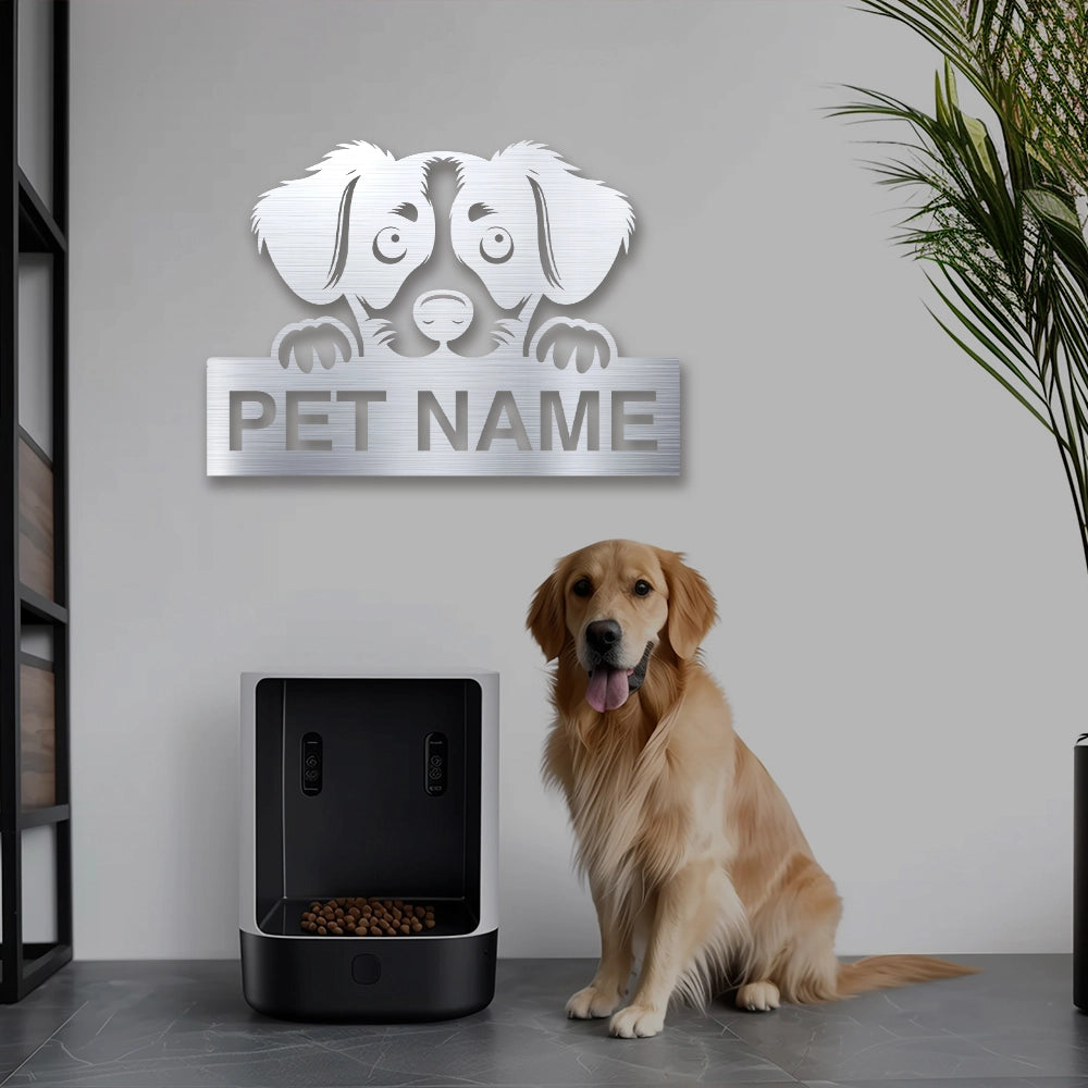 Golden Retriever Pet Personalized Metal Monogram in Silver finish