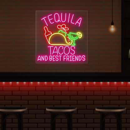 Tequila and Tacos Neon Artwork Neon Sign | Pink 