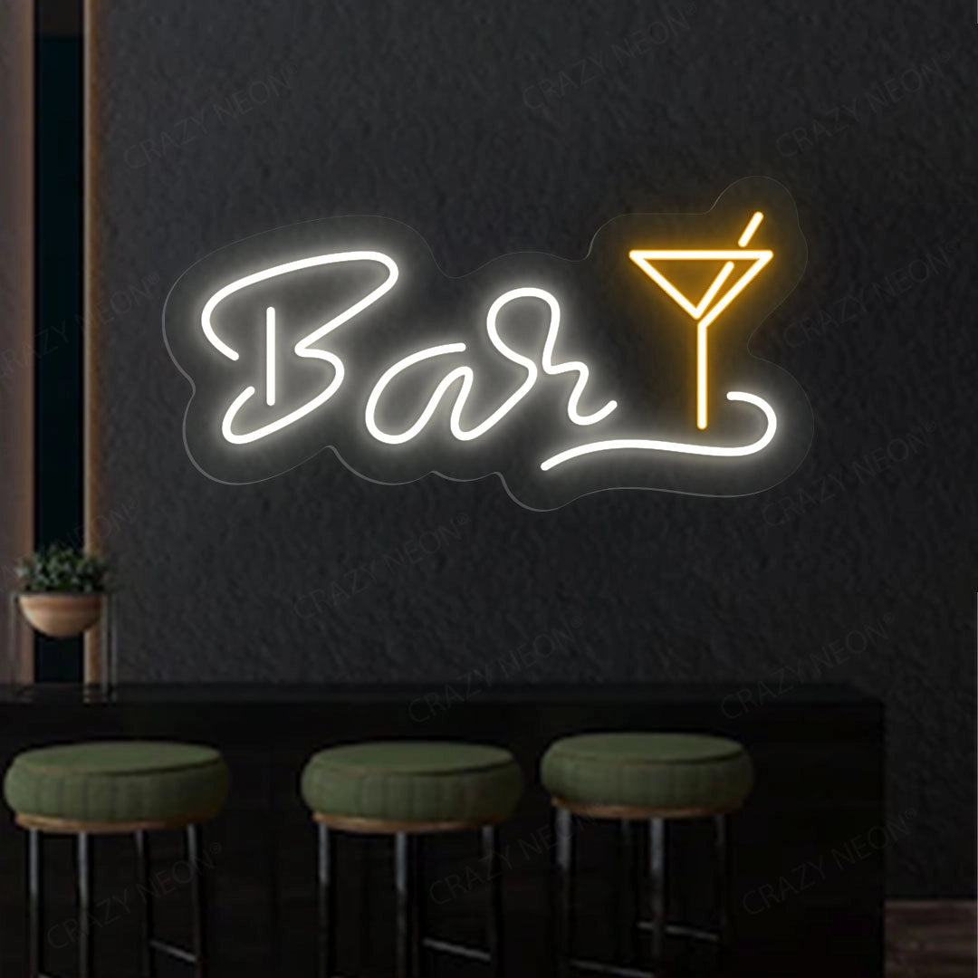 Bar Martini Glass Neon Sign Multicolour | White