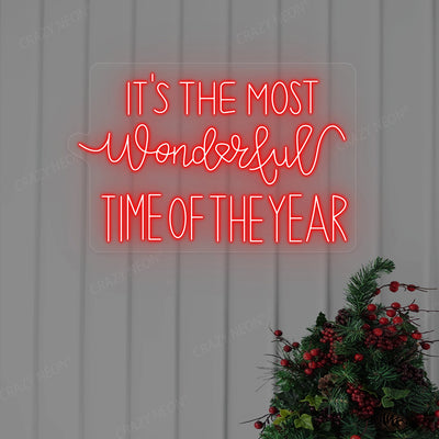 It's The Most Wonderful Time Of The Year Neon Sign | Red