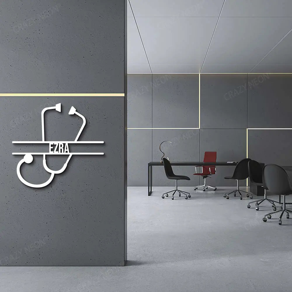 Stethoscope Personalized Metal Monogram in White colour 