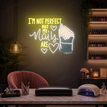 I Am Not Perfect But My Nails Are Neon Artwork in Yellow color