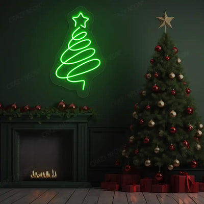 Spiral Christmas Tree Neon Sign | Green