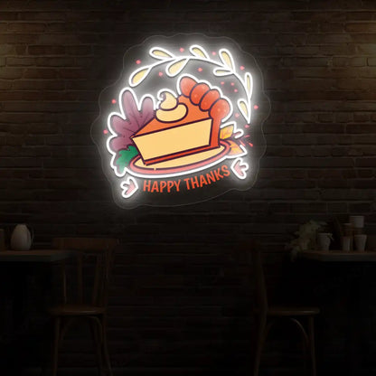 Whipped pumpkin pie happy thanks neon sign in white