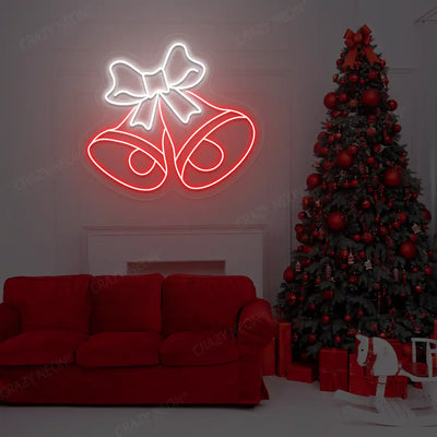 festive Merry Bells Neon Sign | Red