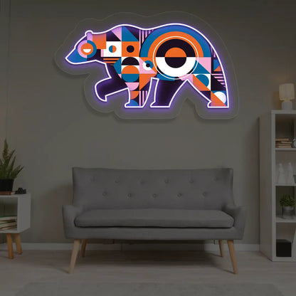 Chroma Bear Abstract Neon Artwork Sign in purple color