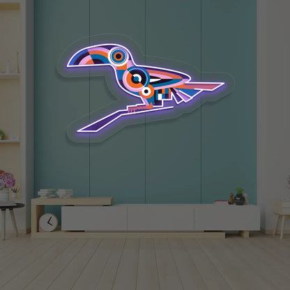 Toucan Harmony Abstract Neon Artwork Sign in Purple color
