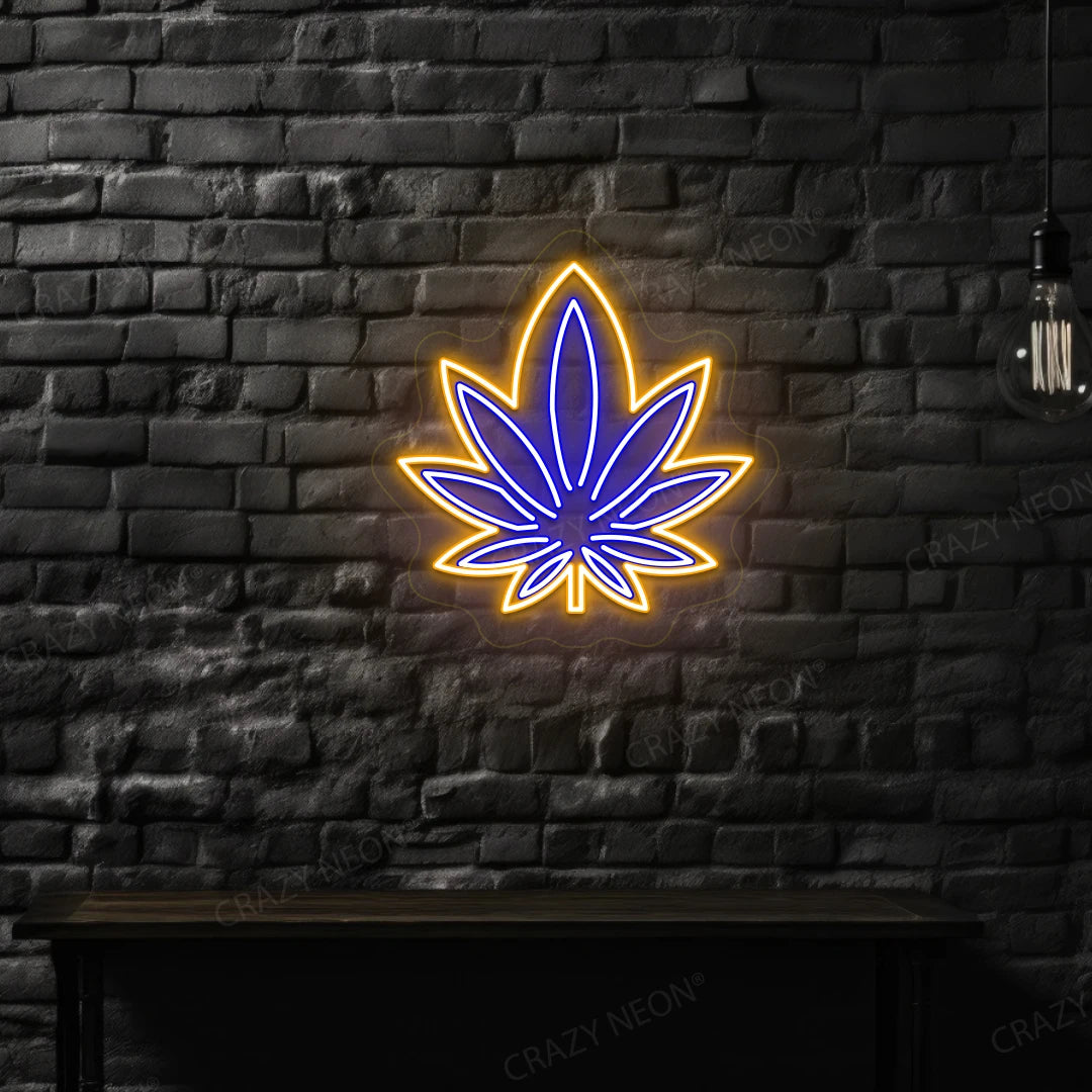 Trippy Weed Neon Sign | orange-Blue