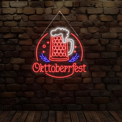 Oktoberfest Beer Mug Neon Sign | Red