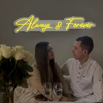 Always And Forever LED Neon Sign in Yellow color