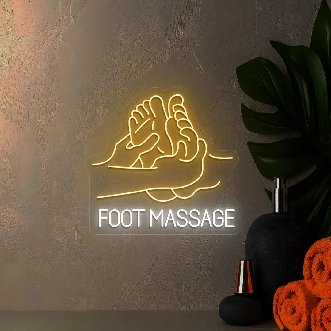 Foot Massage Spa Neon Sign | Orange