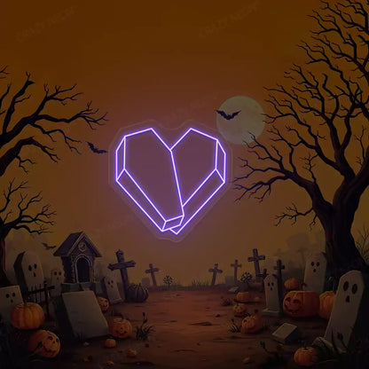 Coffin Heart Neon Sign | Purple
