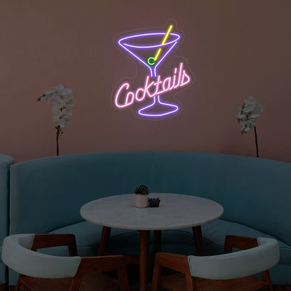 Cocktails Glass Neon Sign