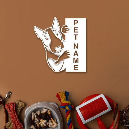 Bull Terrier Pet Personalized Metal Monogram in White Color