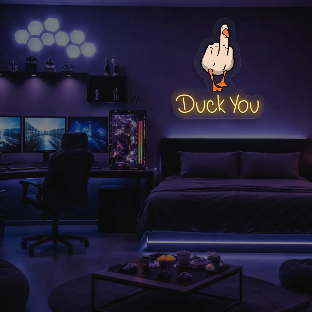 Duck You Neon Artwork in Orange color