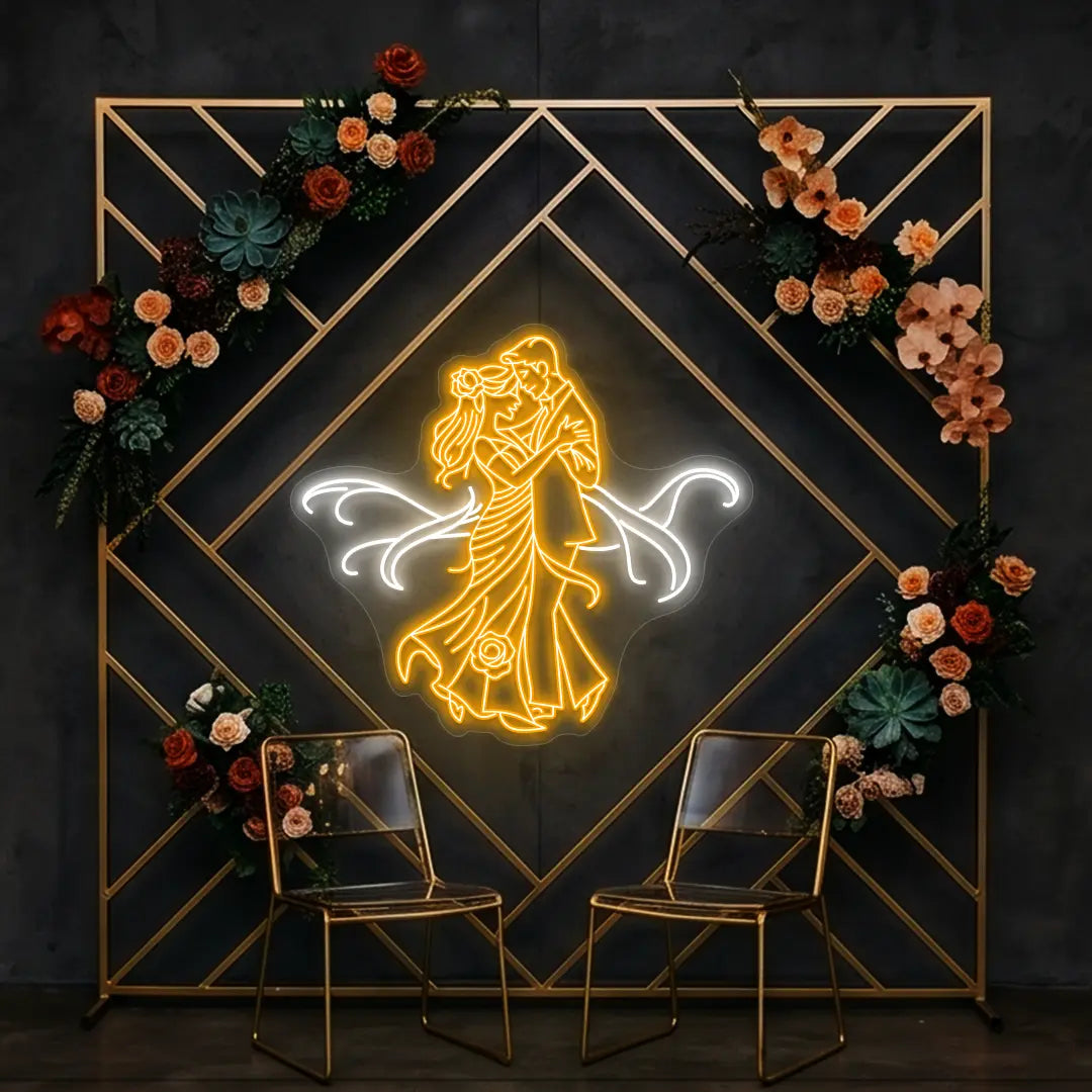 First Dance Wedding Neon Sign in Orange color