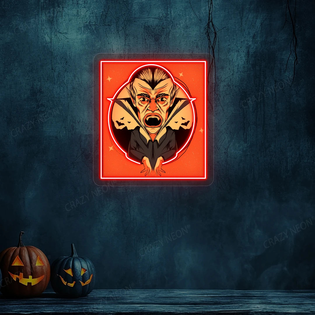 Dracula Halloween Neon Artwork | Red