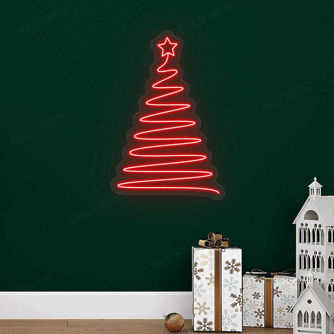 Christmas Tree Shaped LED Neon Sign | Red