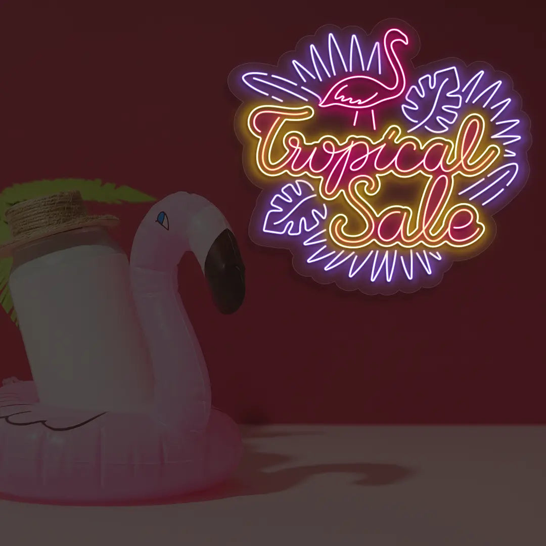 Tropical Sale Neon Sign in Purple color