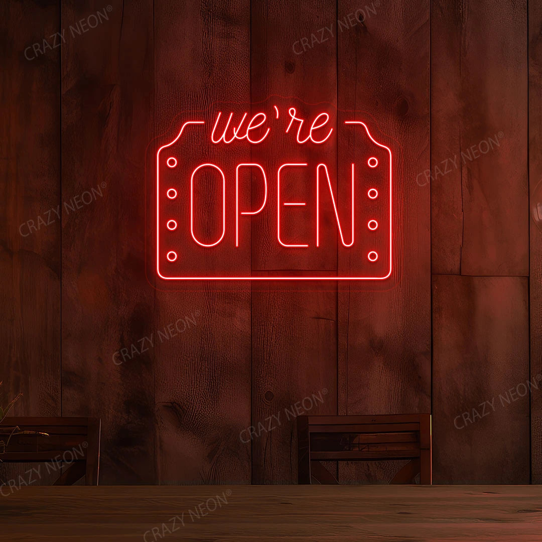 We're Open Neon Sign | Red