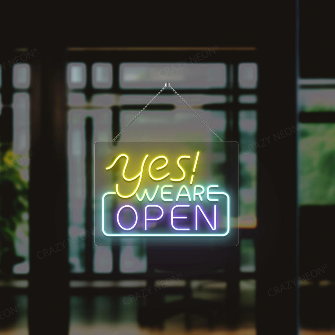 Yes We are Open Neon Sign | Purple