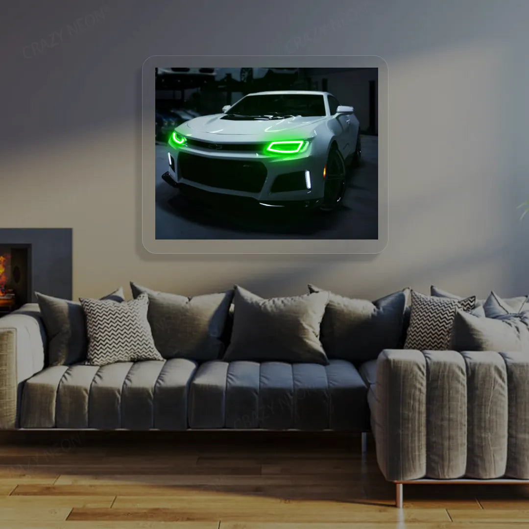 Chevy Camaro Headlight Neon Artwork | Green