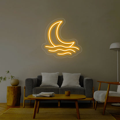 Moon With Waves Neon Sign | CNUS013170 | Orange