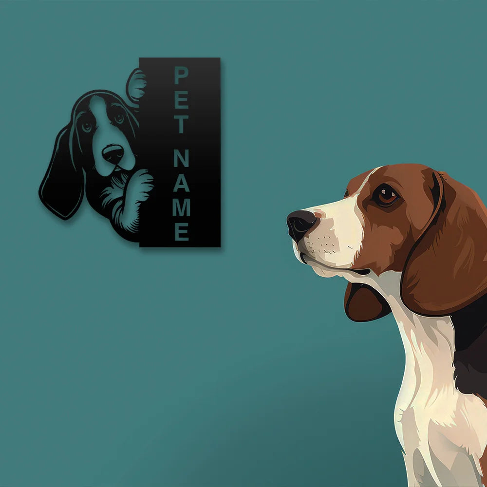 Beagle Pet Personalized Metal Monogram in Black color