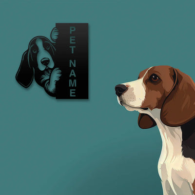 Beagle Pet Personalized Metal Monogram in Black color