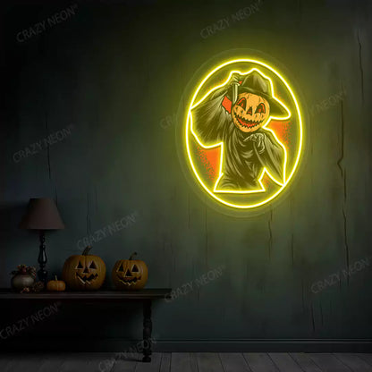 Pumpkin Reaper Neon Artwork | Yellow