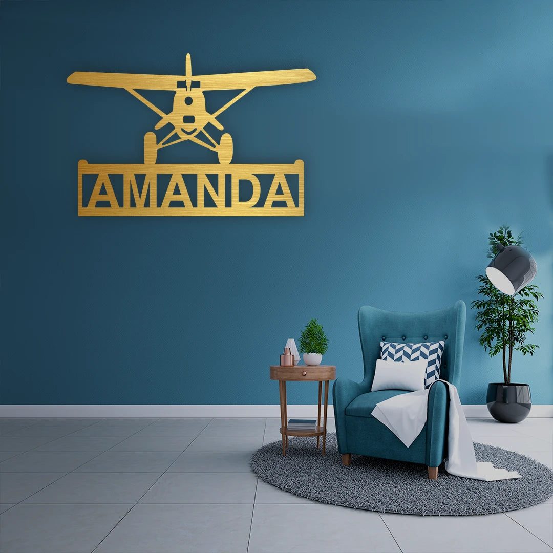 Airplane Name Custom Metal Monogram in Golden finish