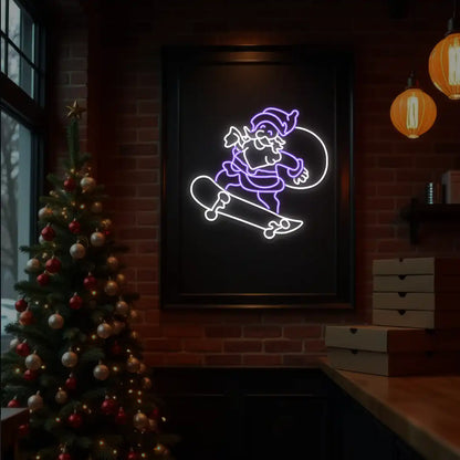 Skater Santa Neon Sign | Purple