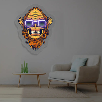 Funky Chimp Neon Artwork in Purple color