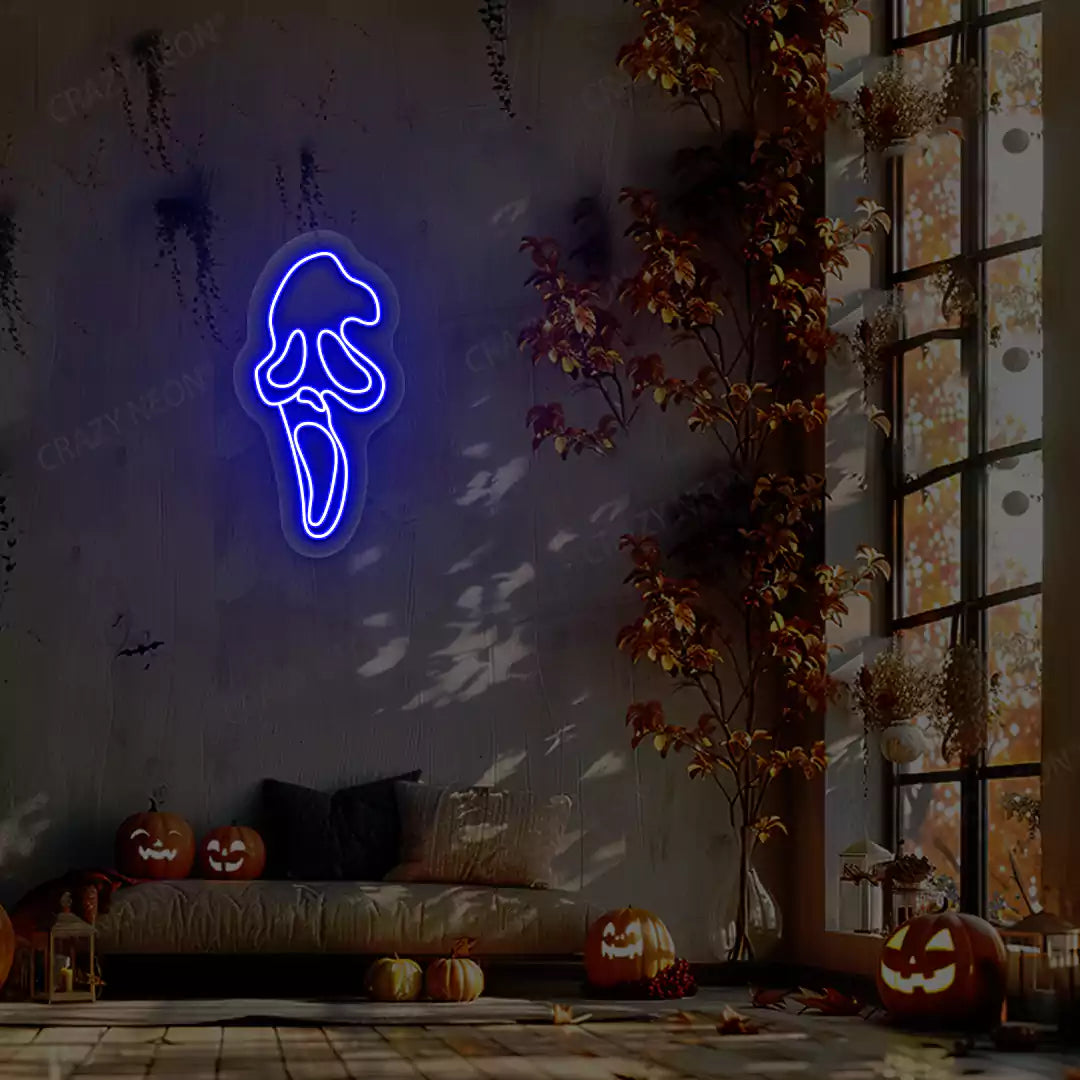 Ghost Scream Neon Sign | Blue