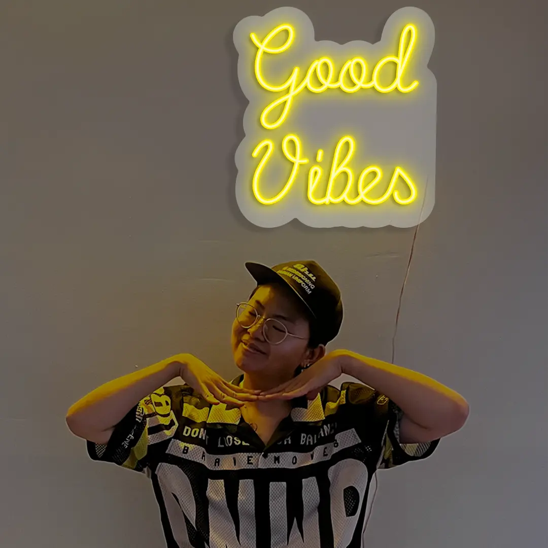 Good Vibes Neon Sign in Yellow