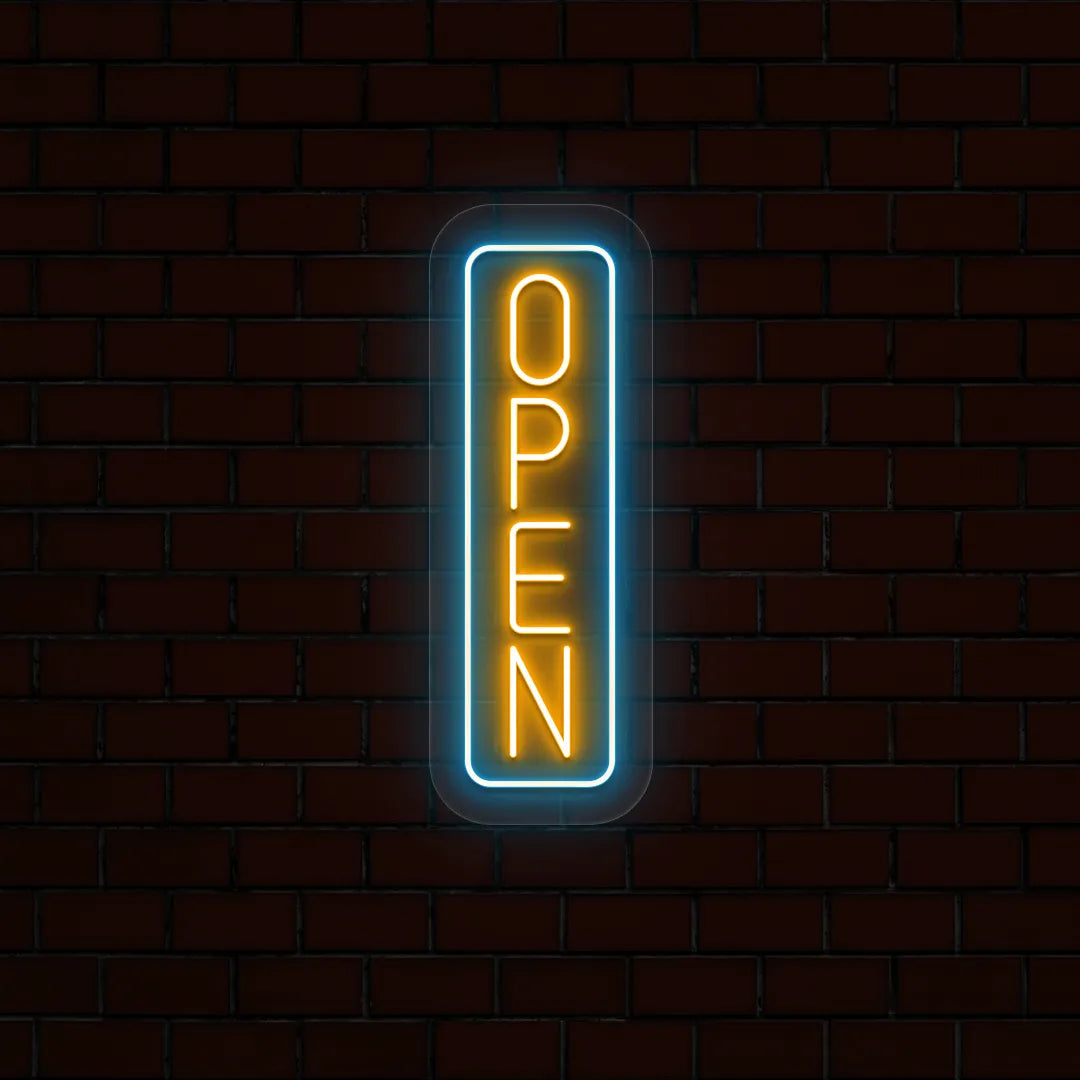 Vertical Open Multicolor Neon Sign