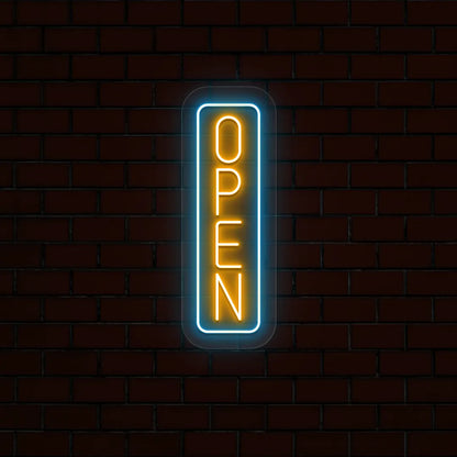 Vertical Open Multicolor Neon Sign