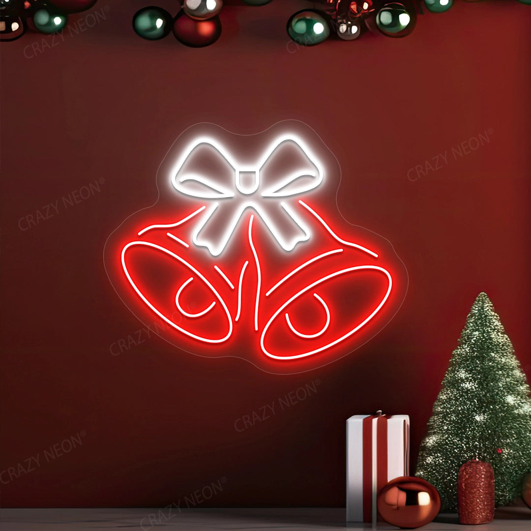 Christmas bell bow neon sign