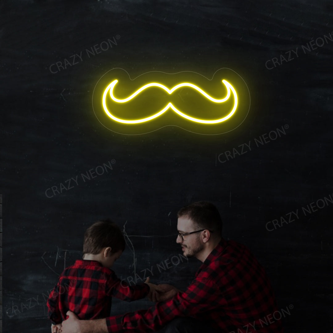 Moustache Neon Sign | Yellow