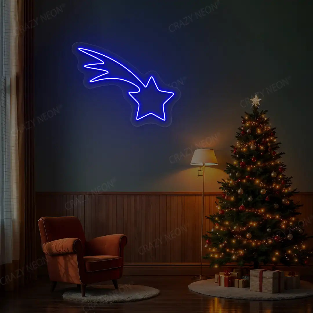 Shooting Star Neon Sign | Blue