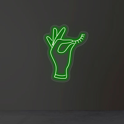 Hand Holding Eyelash Neon Sign | CNUS013090 | Green