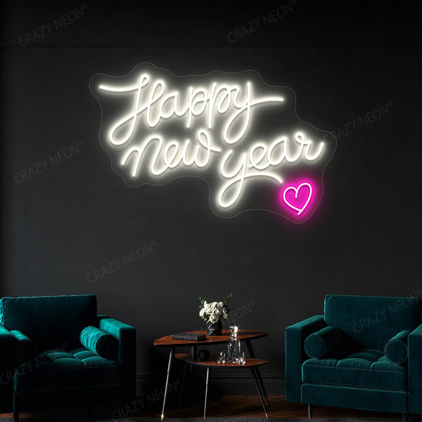 Happy New Year Heart Neon Sign
