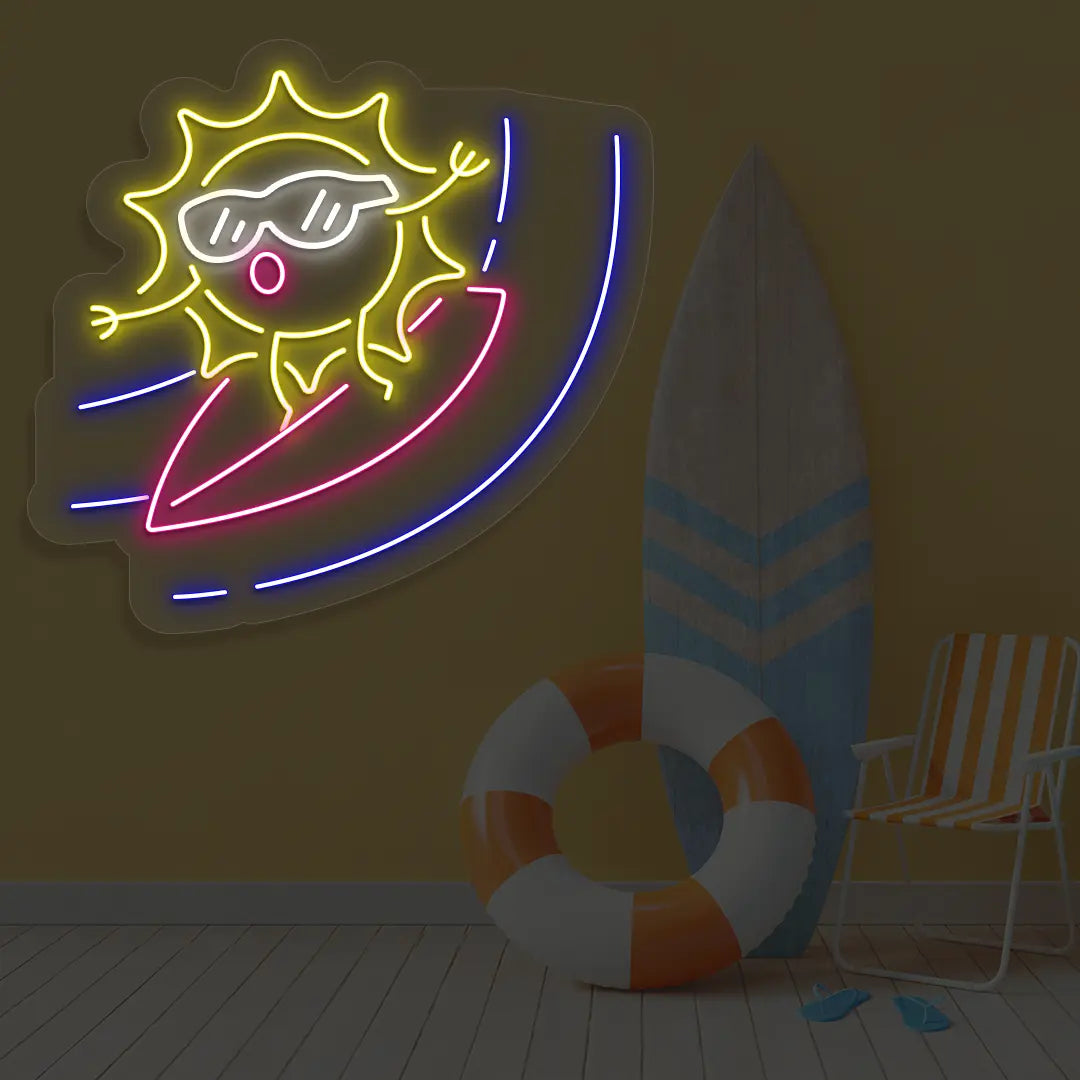 Sunny Surfer Neon Sign in Blue color
