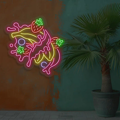 Berry Banana Blast Neon Sign in Pink color