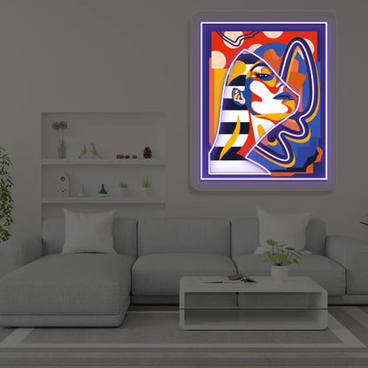 Pharaonic Abstract Neon Artwork Sign in Purple color