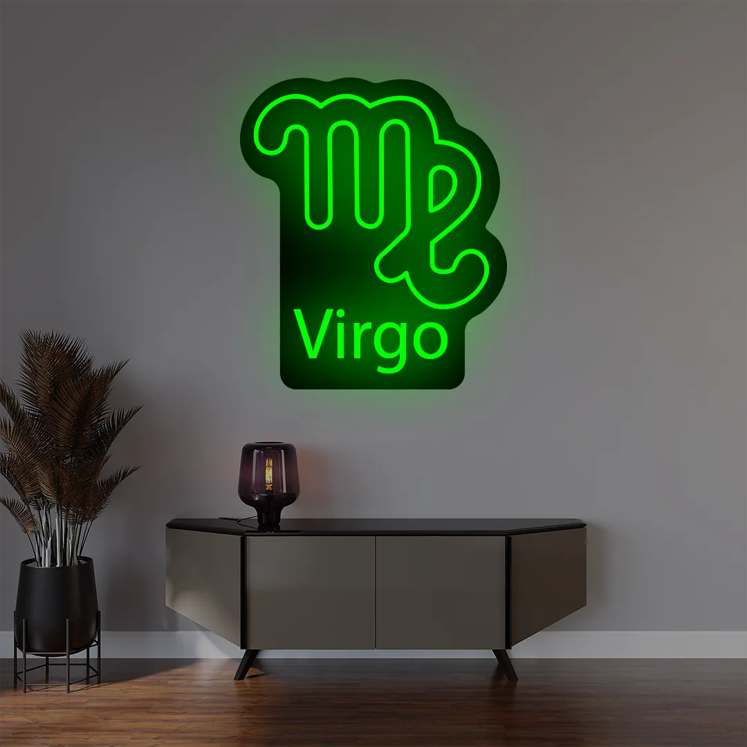 Virgo zodiac symbol custom green neon sign