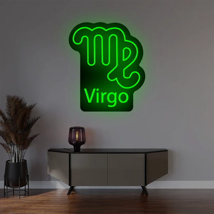 Virgo zodiac symbol custom green neon sign