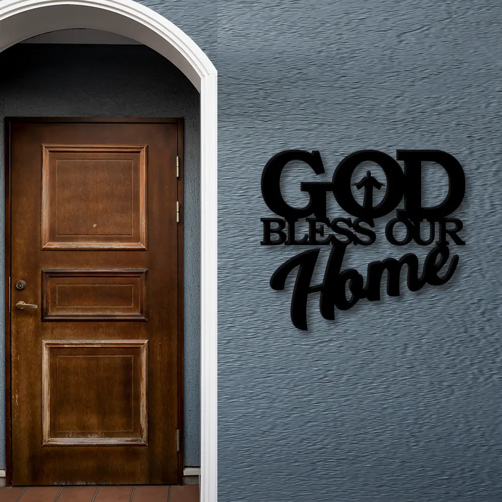 God Bless Our Home Metal Sign