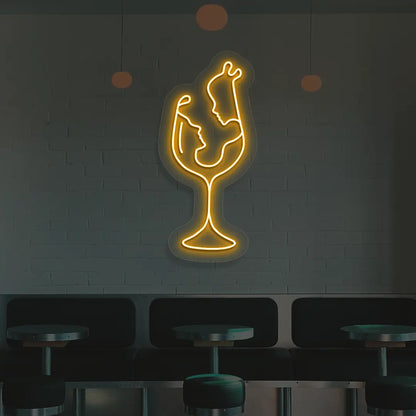 Sips & Soulmates Neon Sign in Orange color