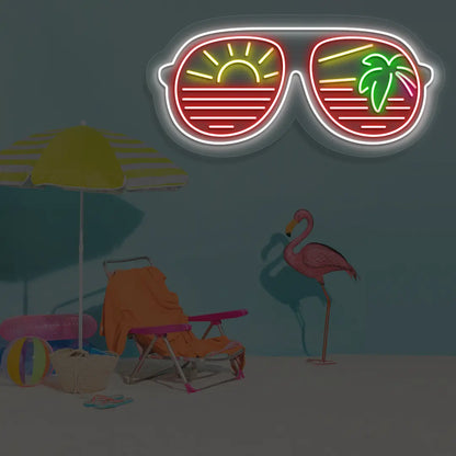 Golden Hour Aviators Neon Sign in Red color